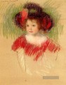 Margot In Big Bonnett und roten Kleid Mutter Kinder Mary Cassatt